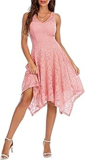 MeetjenWomen's Cocktail Party Dresses 2025 Handkerchief Hem Lace Formal Wedding Guest Bridesmaid Fancy Prom Dress