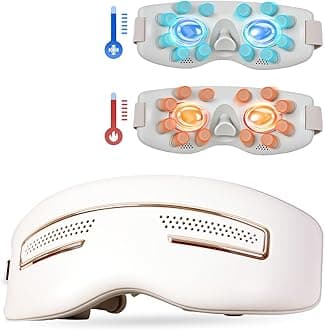 Eye Massager with Heat and Cooling for Migraines, Birthday Gifts for Women, 15 Massage Nodes for Eye Strain Relief,Rechargeable Bluetooth Music Eye Massager Improve Sleep, Birthday Gifts for Women/Men
