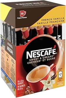 NESCAFÉ Sweet & Creamy French Vanilla, Instant Coffee Sachets, 18x22g (18 Cups)