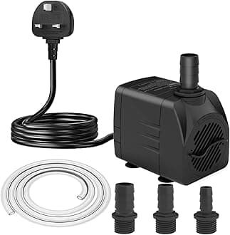 Submersible Pump 1500L/H 25W Dry Burning Protection with Ultra Quiet Design 2m High Lift for Fountains, Hydroponics, Ponds, Aquariums & More…