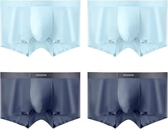 Mens Ice Silk Underwear 4-Pack Boxer Briefs Ice Sikn Comfortable Soft Underpants Underwear With Gift Box