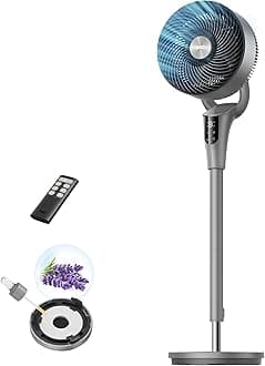 DREO Fan for Bedroom, 2026 Upgraded, 90ft Airflow, 20dB Quiet Fan, 90° Oscillating Standing Fan for Whole Room, DC Motor, 8+H Speeds, 3 Modes, 38-42'' Adjustable Height, 8H Timer, 105° Manual Vertical