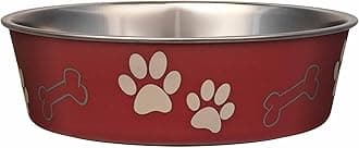 Loving Pets Stainless Steel Bella Dog Bowl Non-Slip Dishwasher Safe & Bacteria Resistant Metallic Metallic Pet Dish -Merlot - X-Large (1.8 Litre)