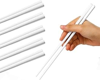 LEETOYI Ceramic Chopsticks Set of 5, Porcelain Chinese Chopsticks Easy To Clean, 9.6-Inch (White)