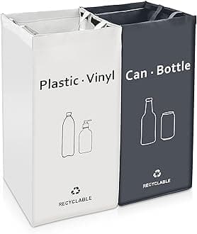 JIALAI HOME Recycling Bin, Separate Large Recycle Bins for Kitchen - Indoor Home Trash Bin, Recyclable Waste Trash Sorting Organizer, Durable, Washable, Affordable Recycle Bags, 2 Pack