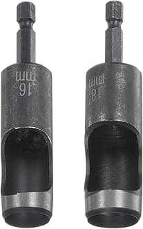 HARFINGTON Leather Hollow Punch Set 1/4 Hex Shank for Drills, 16mm 18mm Dia Rotary Hole Punches for Thick Fabrics Leathercraft Working