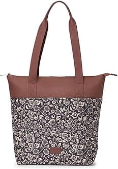 ZOUK Printed Women's Jute Handcrafted Vegan Leather Everyday Tote