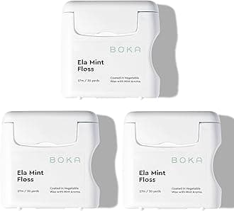Boka Ela Mint Woven Dental Floss, Made from Natural Vegetable Wax, Teflon-Free, 27 Meters of Waxed Floss (Pack of 3)