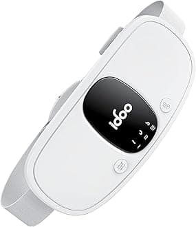 iDOO Period Pain Relief Heating Pad Belt, Birthday Gifts for Women, Portable Rechargeable Period Cramp Heat Pad for Back & Stomach Cramps, 3 Heat/Vibration Modes, Auto Shut-Off, White