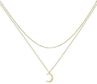 Pendant Necklace Gold Choker Layered Coin Open Karma Circle Full New Crescent Moon 14K Gold Plated Dainty Simple Moon Phase Jewelry for Women Gift