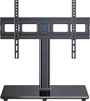 PERLESMITH Universal TV Stand Table Top TV Base for 32-82 inch LCD LED OLED 4K Flat Screen TVs-Height Adjustable TV Mount Stand with Tempered Glass Base, VESA 600x400mm