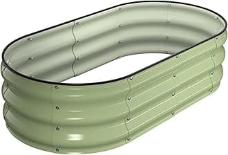 Raised Garden Bed Kit, 4x2x1 ft Galvanized Planter Box Outdoor with Safety Edging, Large Metal Raised Beds for Gardening Vegetables Flower Herb (Avocado Green)