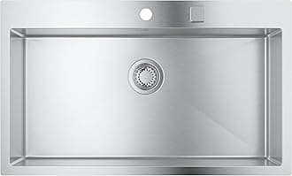 GROHE K800 - Stainless Steel Kitchen Sink (Top Mount or Flush Mount, with Overflow and Automatic Waste Fitting, 1 Bowl 790 x 400 x 200 mm, Thickness 1 mm), 846 x 510 mm, 31584SD1