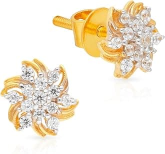 | Starlet Collection 18KT|Pure Yellow Gold & Cubiz Zirconia Light weight|Stud|Earrings for Kids with Screw Back Closure