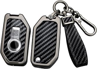 ontto Carbon Fiber Key Fob Case Fit for BMW Motorcycle Key Fob,Solid Car Key Cover with Keychain for R1250GS ADV R1200GS C400GT 750GT F850 F750GS F850GS F900R F900XR K1600,Black