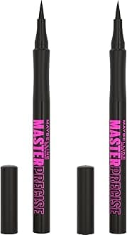 Maybelline Eyestudio Master Precise All Day Waterproof Liquid Eyeliner, Black, 0.034 Ounce (Pack of 2)