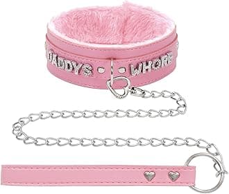 paloli Pink Fluffy Choker Necklace for Women Punk Leash Neck Choker Collar Gothic Rock Jewelries