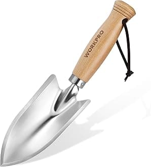 - WORKPRO 11" Garden Hand Trowel, Heavy Duty Polished Stainless Steel Garden Shovels with Wood Handle, Small Gardening Hand Tools for Digging, Planting, Measure, Transplanting