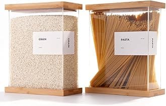APT 1101 Bamboo Food Dispenser | Kitchen Organizers and Storage | Airtight Pantry Organizers and Storage Container | Cereal, Rice, Flour, Snack Storage (2, Large)