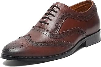 LOUIS STITCHMen's European Leather Formal Shoes Handcrafted Brogue Style Laceups for Men (LSSHEUBG)
