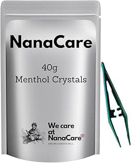 Menthol Crystals with Tweezers (40g) - Menthol Crystal for Inhalation -Eucalyptus Crystals for Sinus, Blocked Nose, Catarrh and Mucus Relief - Steam,Nasal Decongestant for Cold,Flu and Cough