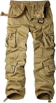 Men's Camo Cargo Work Pants Cotton Military Army Casual Tactical Wild Combat Pants with 8 Pockets