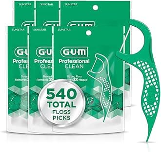 GUM Professional Clean Floss Picks - Extra Strong Shred-Resistant Floss, Easy Grip Handle - Dental Flossers for Adults - Fresh Mint Flavor, 90 Count (Pack of 6) 540 Total