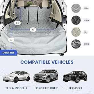 4Knines SUV Cargo Liner for Fold Down Seats - 60/40 Split and Armrest Pass-Through Compatible - USA Based Company (Large, Tan)