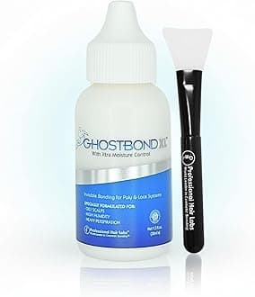 - GHOSTBOND XL Hair Replacement Adhesive 1.3oz & Silicone Applicator – Invisible Lace Wig Glue, Water & Oil-Resistant, Non-Toxic, Easy Application for Lace Wigs & Hair Systems