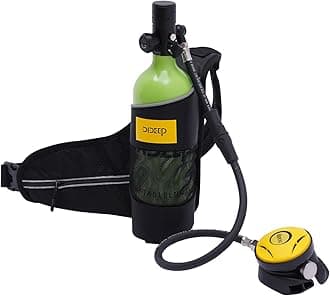 Scuba Tank,Mini Scuba Tank Refillable Oxygen Cylinder with 1L Capacity Scuba Tank w/15-20 Minutes Underwater Diving Gear for Diver Portable Diving,Snorkeling Equipment