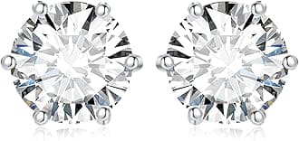 JewelryPalaceRound Cut 4-9mm 0.6-6ct Moissanite Solitaire Stud Earrings for Women, 925 Sterling Silver 14k White Gold Plated Earrings for Her, Classic Simulated Diamond Earrings VVS D-F