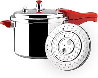 MAGEFESA ® Avant Red Pressure Cooker, 6.2 Quart, made of very resistant aluminum, compatible with gas, electric, ceramic stoves, pressure canner, canning cooker pot, stove top instant fast cooking
