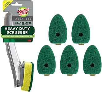 Scotch-Brite Heavy Duty Advanced Soap Control Dishwand Kit, Includes 1 Wand & 5 Refill Pads, Control Soap With A Button, Keep Your Hands Out Of Dirty Water
