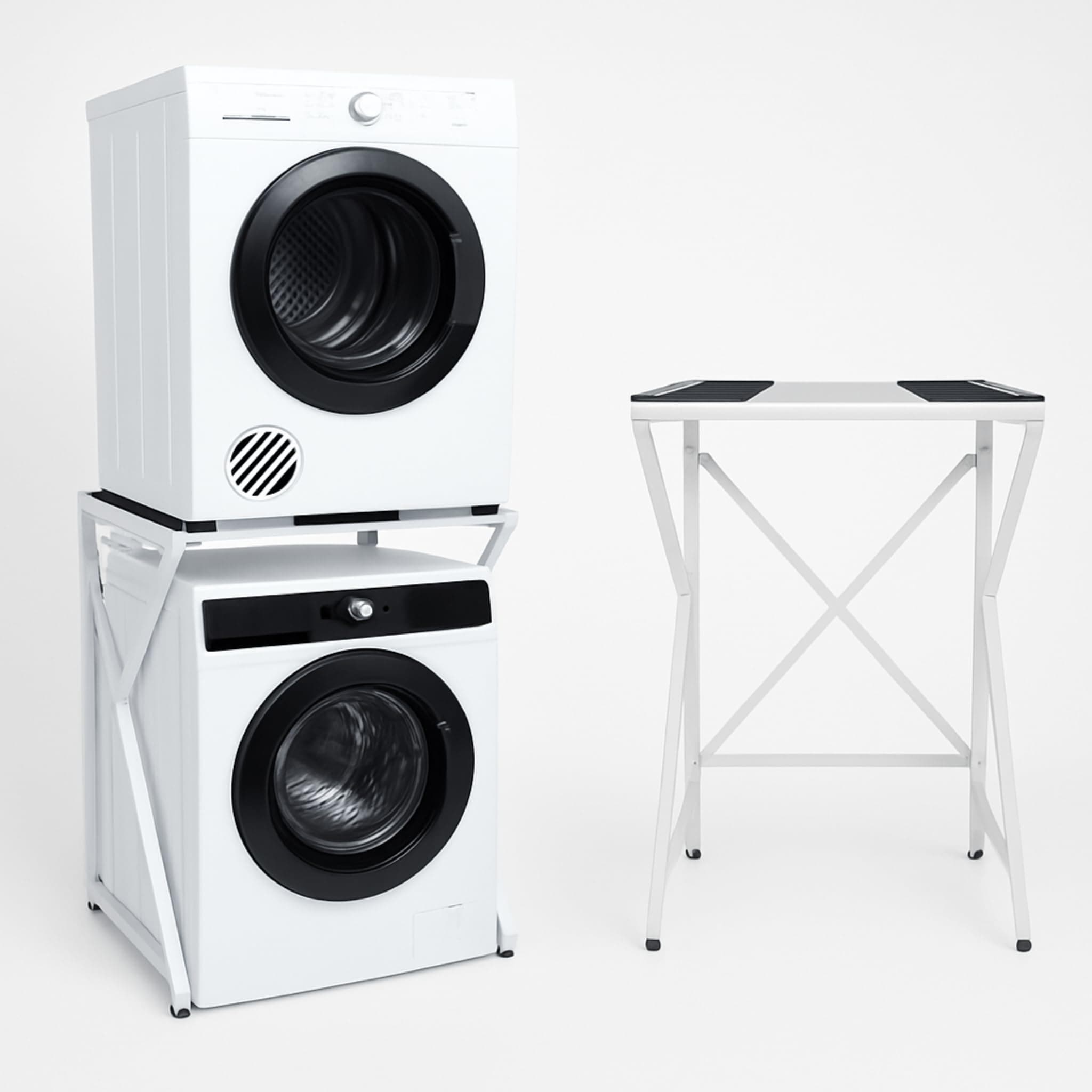 Maxi – Universal Washing Machine & Tumble Dryer Stacking Kit | Adjustable Frame (72–82 cm), 100KG Load | No Drilling, Anti-Vibration, Space-Saving Laundry Organiser