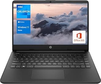 HP Portable Laptop, Student and Business, 14" HD Display, Intel Quad-Core N4120, 16GB DDR4 RAM, 64GB eMMC, 1 Year Office 365, Webcam, SD Card Reader, HDMI, Wi-Fi, Windows 11 Home, Black, KKE Mousepad