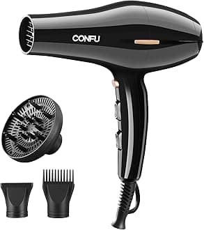 CONFU Hair Dryer, Professional Ionic Salon Blow Dryer with Diffuser for Women and Men, 5X Fast Drying, Powerful and Quiet Hair Blow Dryer for Fast & Easy Styling (1875 Watts)