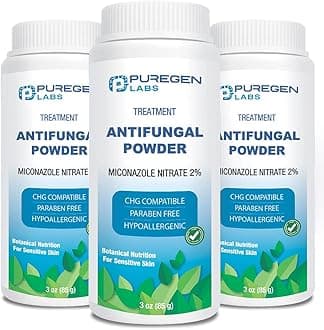 Puregen Labs Antifungal Powder with 2% Miconazole Nitrate for Common Fungal Infections Including Athlete’s Foot, Jock Itch and Ringworm, Talc Free, 3 oz (85g)