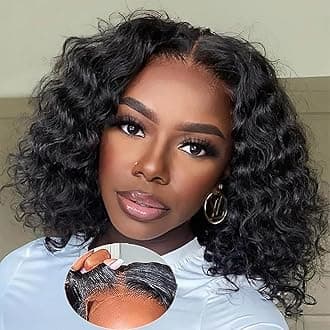 Wear And Go Glueless Wigs Human Hair Pre Break Deep Wave Bob Wig Human Hair Lace Front Wigs For Beginners Updated Glueless