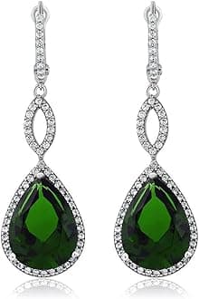 Gem Stone King 925 Sterling Silver Long Drop Dangle Elegant Wedding Bridal Chandelier Teardrop Earrings For Women (2 Inch Pear Shape 16X12MM, 20.00 Cttw)
