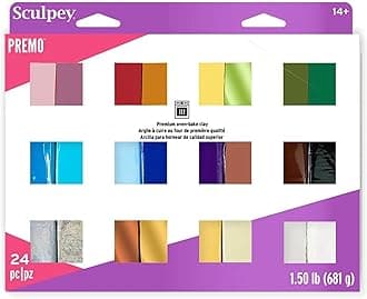 Sculpey Premo 24 Color sampler of Polymer Oven-Bake Clay, Non Toxic 1.5 lbs., Great for jewelry making, holiday, DIY, mixed media and more. Premium clay Great for clayers and artists.