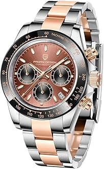 Pagani Design Homage Men's Quartz Watches Japan Movement Ceramic Bezel Stainless Steel Screw-in Crown Waterproof Sport Chronograph Watch Fashion Casual Synthetic Sapphire Mirror 1644 Wrist Watch