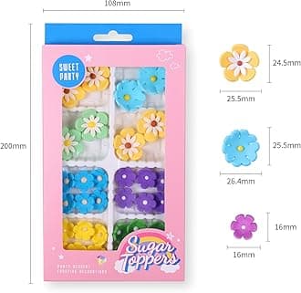 Edible Flowers Cake Decorations 32 Count Blossoms Royal Icing Decorations Daisy Sugar Wedding Flowers for Baking Cupcakes Ice Cream Waffles Cookies Birthday Cake