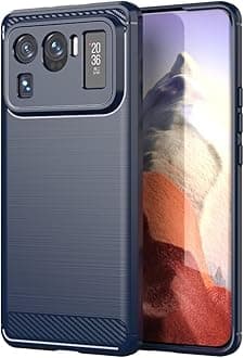 Case for Mi 11 Ultra Case, M2102K1G M2102K1C Case, Ultra Slim Phone Cover with Shock-Absorption Carbon Fiber TPU Rubber Protective Cases for Xiaomi Mi 11 Ultra Navy Blue