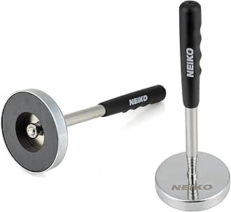 NEIKO 53426A 35LB Magnetic Pick Up Tool, Large Magnet with 3.3" Head, Extendable Magnetic Sweeper on a Stick up to 33.5 Inches, Nail Finder Pickup Tool, 5 Section Stainless Steel Shaft