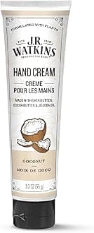 J.R. Watkins Natural Moisturizing Hand Cream, Hydrating Hand Moisturizer with Shea Butter, Cocoa Butter, and Avocado Oil, USA Made and Cruelty Free, 3.3oz, Coconut, Single