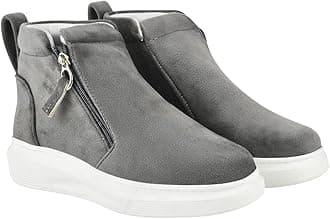Women's Stylish Suede Casual Boot Sneakers | Ankle Length Slip-On Booot with Side Zipper & Comfortable Slip-Resistant Sole