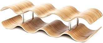 7 Bottle 2-Tier Wave Desktop Wine Rack Freestanding Countertop Bottle Holder for Wine Storage, Wood, Modern and Minimalist