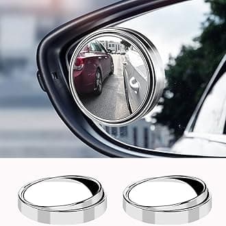 ESreake 2PCS small Blind Spot Mirror,2" Round HD Glass Convex Rear View Mirror,Strong Adhesive Mirror for Car, Van, SUV and Trucks (2"(50mm), Silver frame)