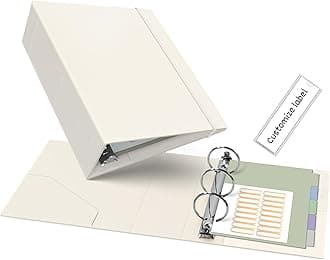 Ospelelf Leather Mini Binder Vintage Hardcover 2 Inch Rings, Professional Small 3 Ring Binders Organizer Suitable for 5.5" x 8.5" Documents, Binder Dividers with Tabs, Beige