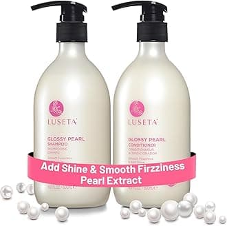 Luseta Glossy Pearl Shampoo and Conditioner Set Smooth & Moisturize, Fight Frizziness and Add Shine,Hydrating for Damaged Hair, Detangle,Nourish Strands,Paraben Free, Sulfate Free,16.9oz